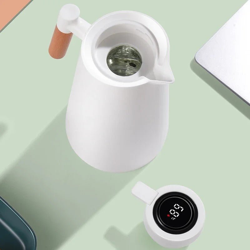 Insulated Thermal Jug with Digital Display & Wood Grip
