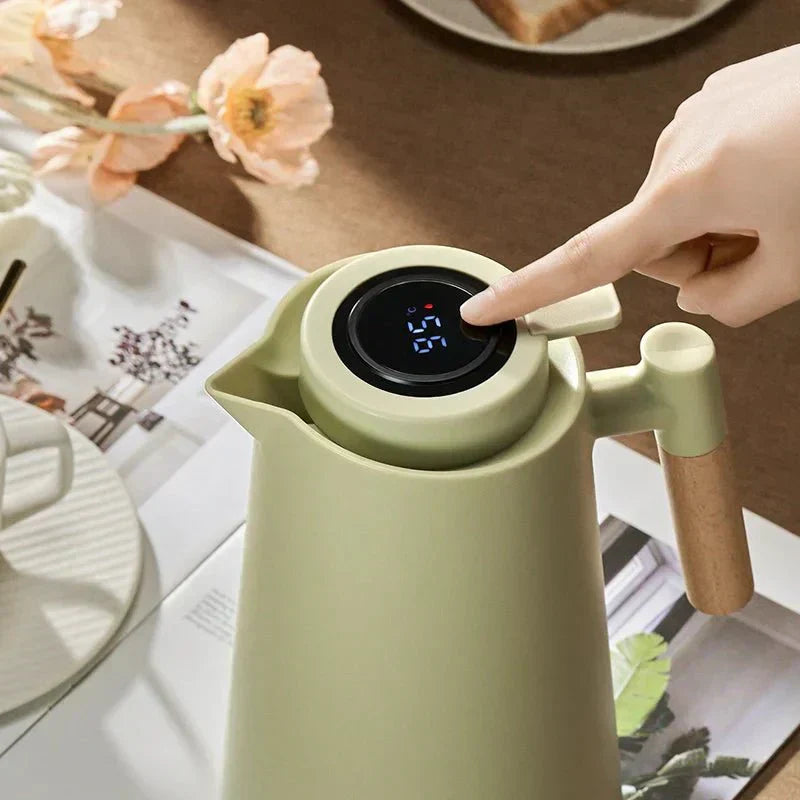 Insulated Thermal Jug with Digital Display & Wood Grip