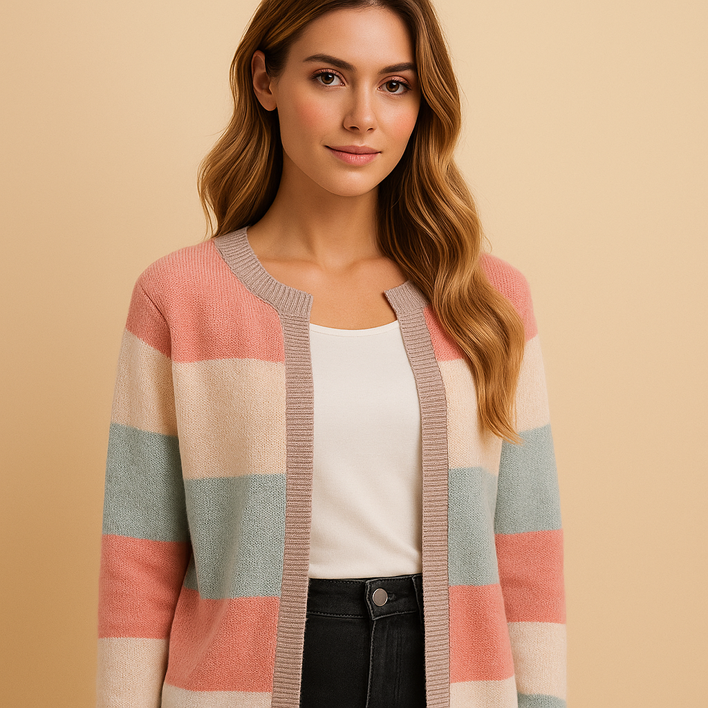 Elegant open-front cardigan for women in a timeless design, ideal for work, casual wear, and cozy layering