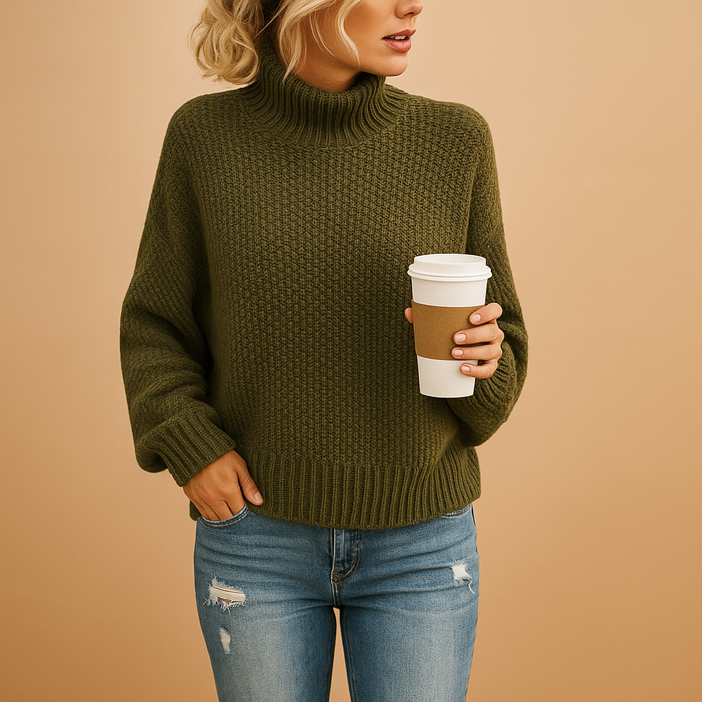 Women’s knit sweater with a timeless design for everyday wear, perfect for both chilly summer nights and cold winter days.