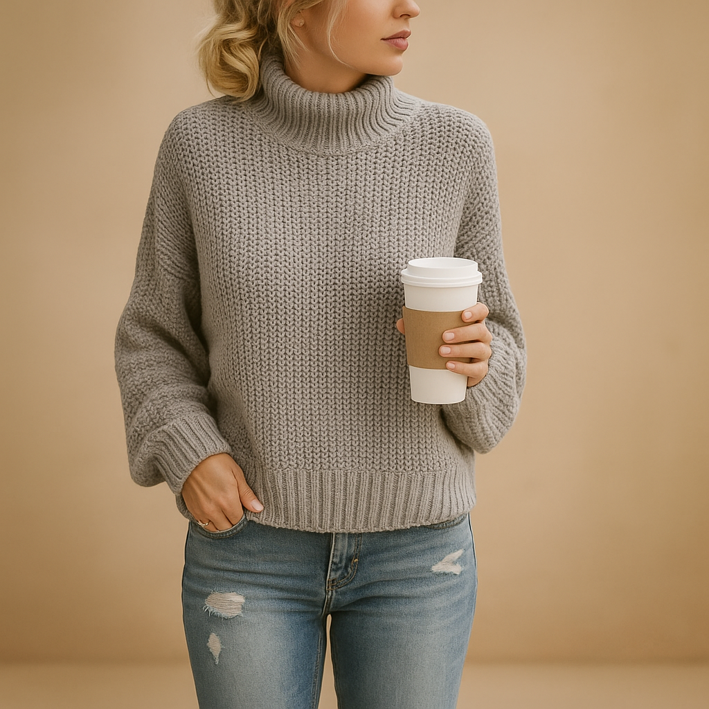 Women’s knit sweater with a timeless design for everyday wear, perfect for both chilly summer nights and cold winter days.