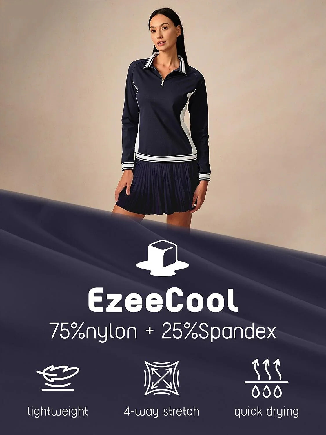 Dark Blue Quarter Zip UPF 50+ Long Sleeve Top