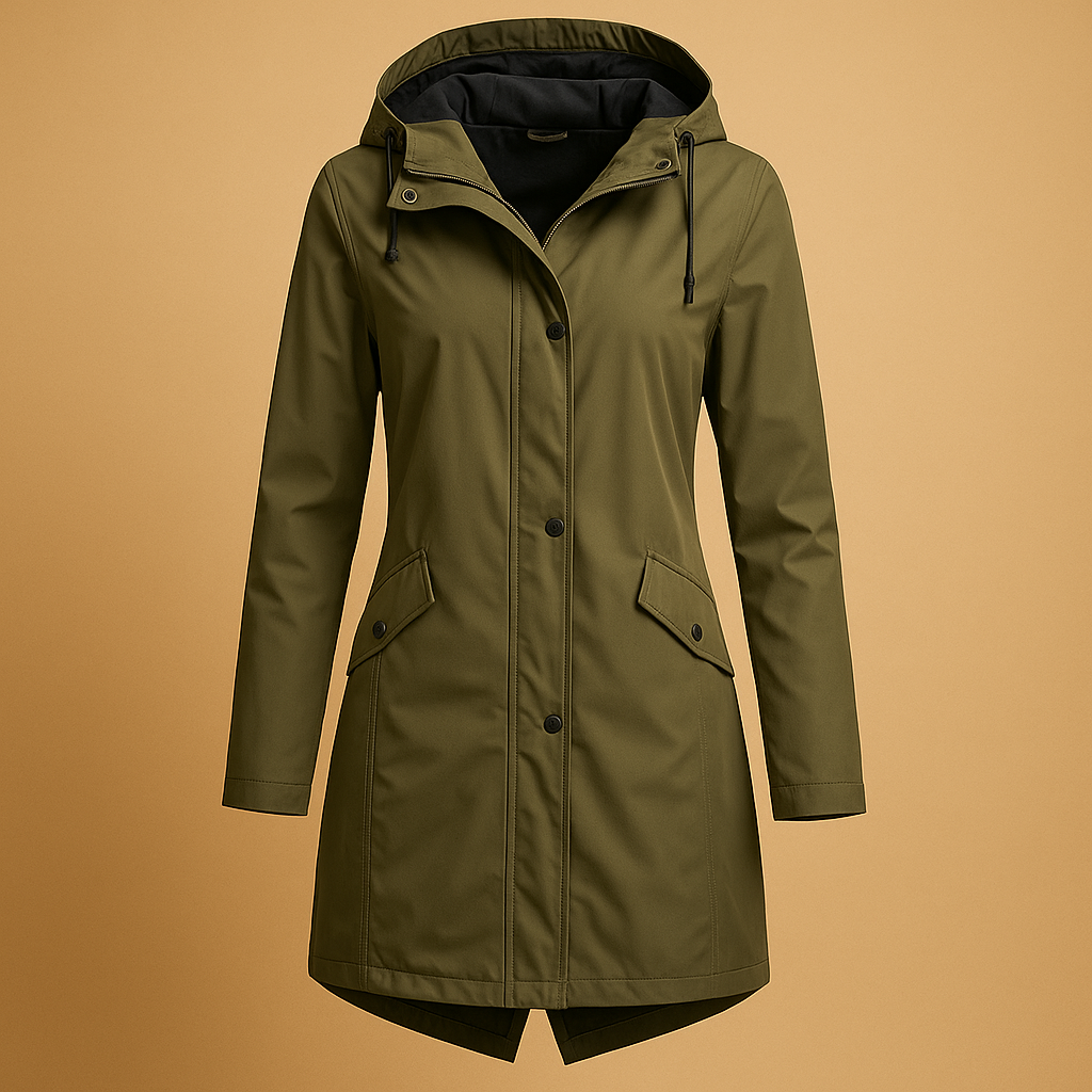 Women’s transparent mackintosh raincoat with hood, perfect for staying dry and stylish in all seasons