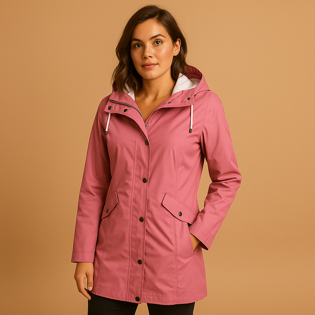 Clear Waterproof Ladies Raincoat with Hood Sapphire Blue - Luxivelle