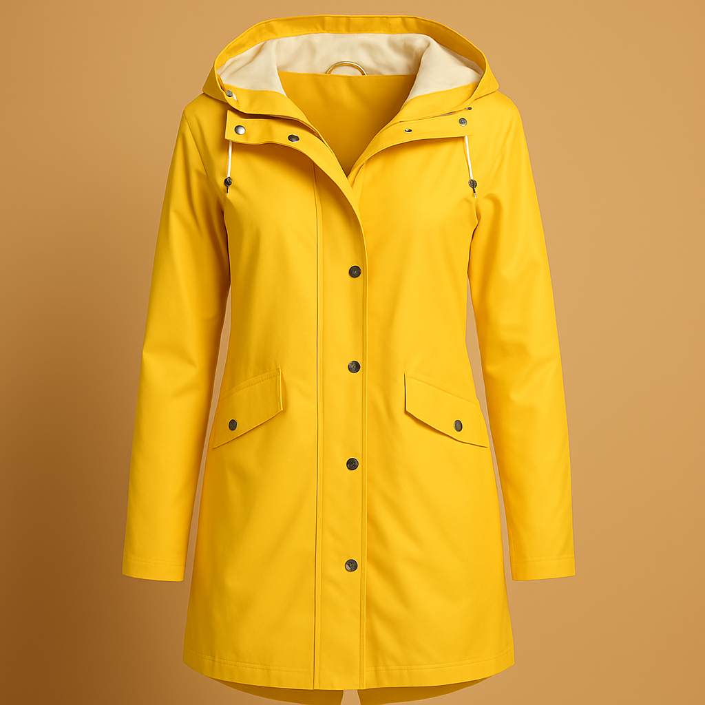 Women’s transparent mackintosh raincoat with hood, perfect for staying dry and stylish in all seasons