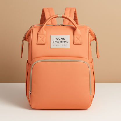Travel diaper backpack for women featuring a portable crib, changing station, insulated baby bottle compartment, and dedicated storage pockets for easy organization.