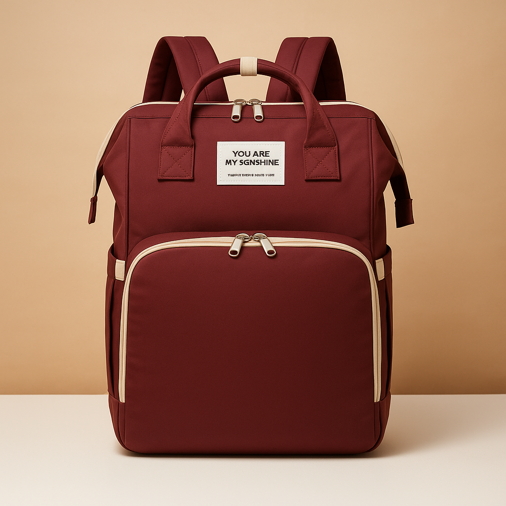 Travel diaper backpack for women featuring a portable crib, changing station, insulated baby bottle compartment, and dedicated storage pockets for easy organization.
