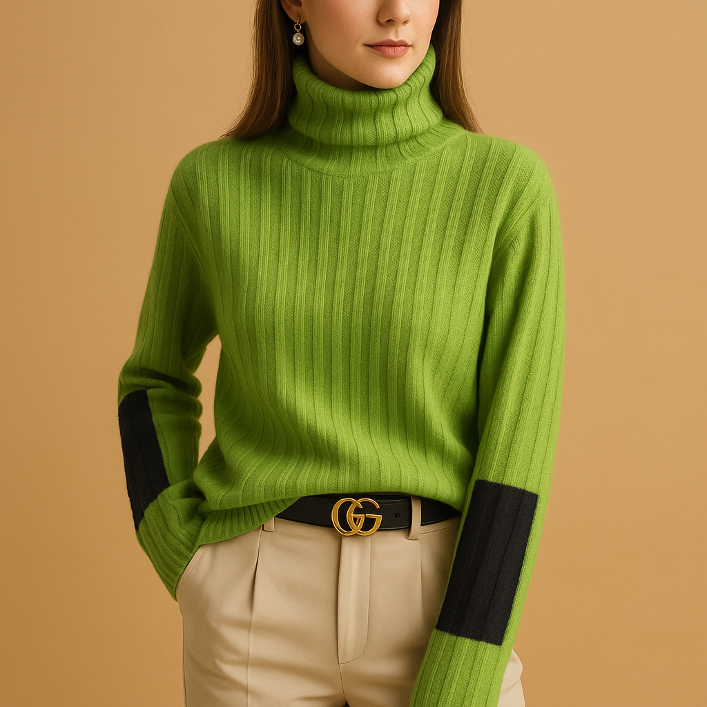 Women’s knit turtleneck sweater with long sleeves and soft fabric, ideal for stylish layering in fall and winter.