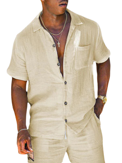 Comfortable Casual Summer Shorts Shirt Set