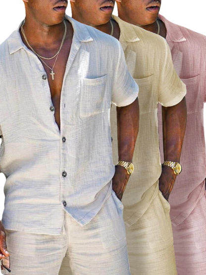 Comfortable Casual Summer Shorts Shirt Set