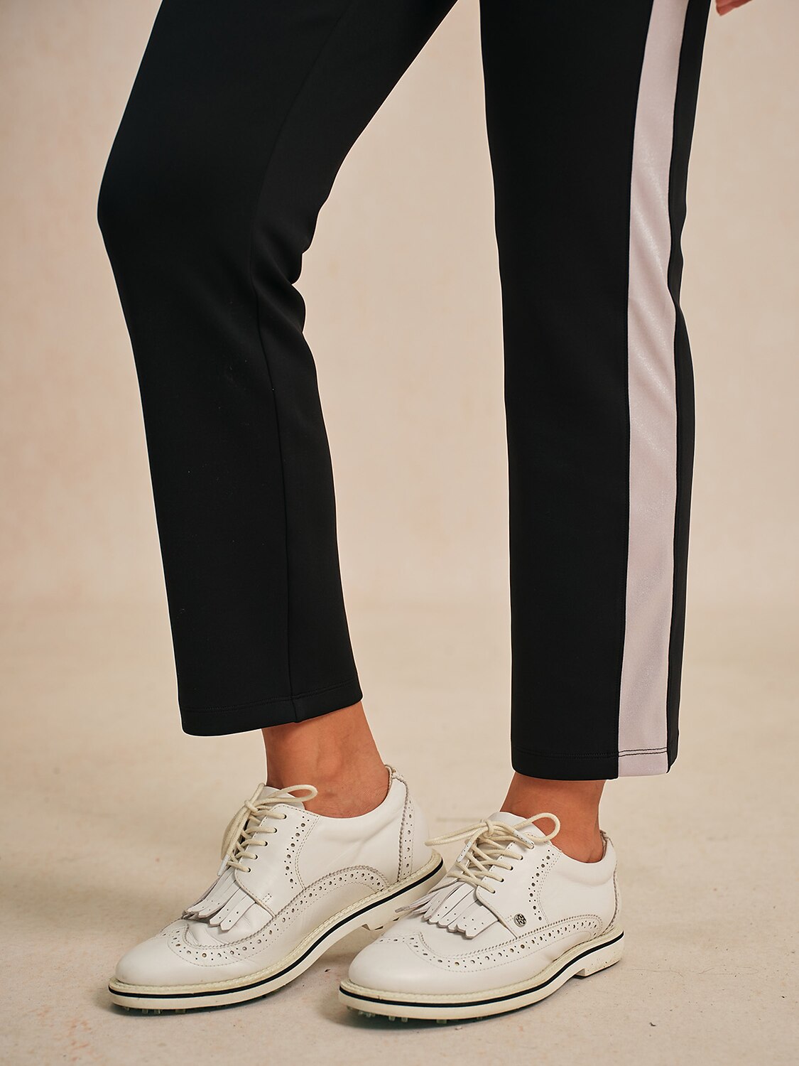 Dark Blue 39 Inch Elastic Block Ankle Pants