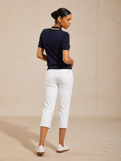 Classic Blue Contrast Knit Polo Shirt
