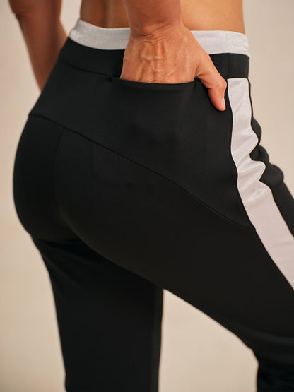 Comfortable 39 Inch Elastic Dark Blue Ankle Pants