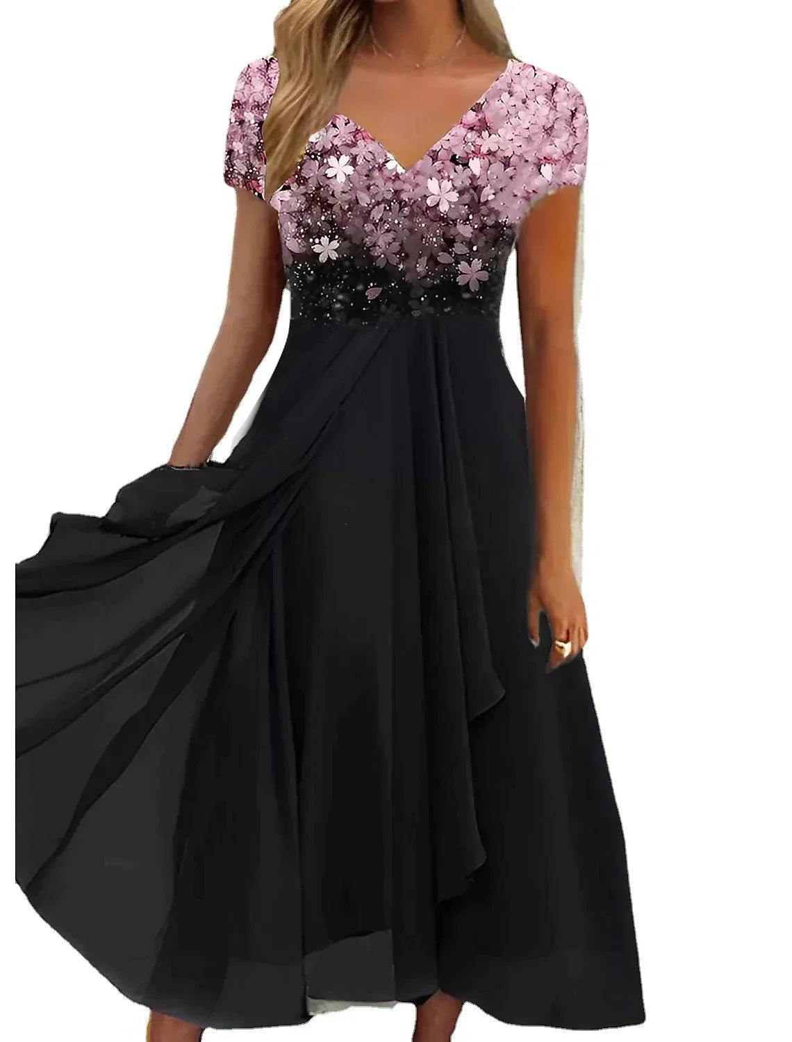 Elegant V-Neck Evening Dress