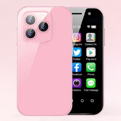 "UltraLite Compact Mini Phone, 3.0 inch HD, smooth edges, lightweight travel-friendly, with Bluetooth, sleek design."