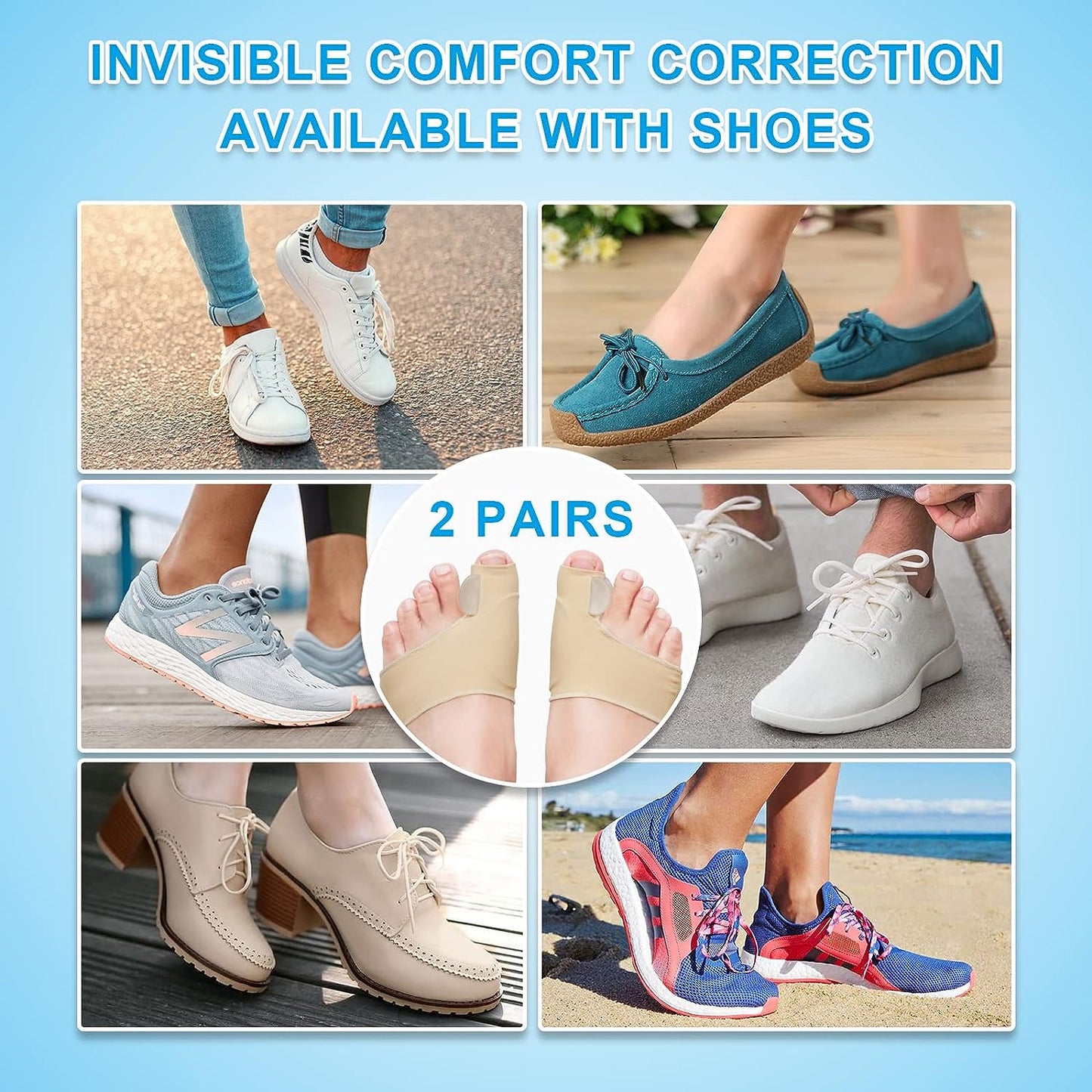 "Unisex bunion relief silicone corrector with gel padding, offers pain relief and toe alignment with durable medical grade si
