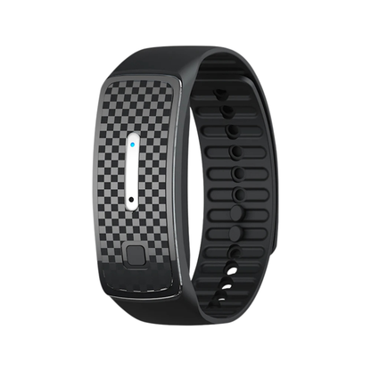 "Unisex eco-friendly mosquito repellent bracelet in black, adjustable strap, sleek design, effective outdoor protection."