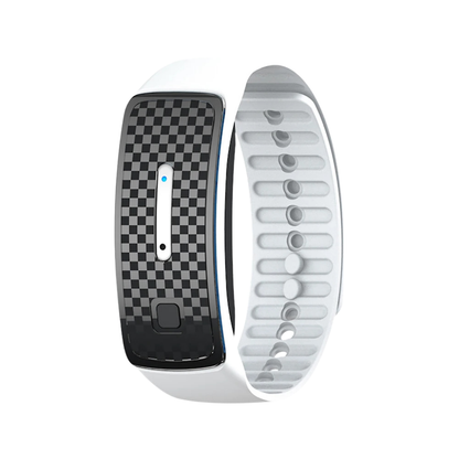 "Unisex eco-friendly mosquito repellent bracelet in black, adjustable strap, sleek design, effective outdoor protection."