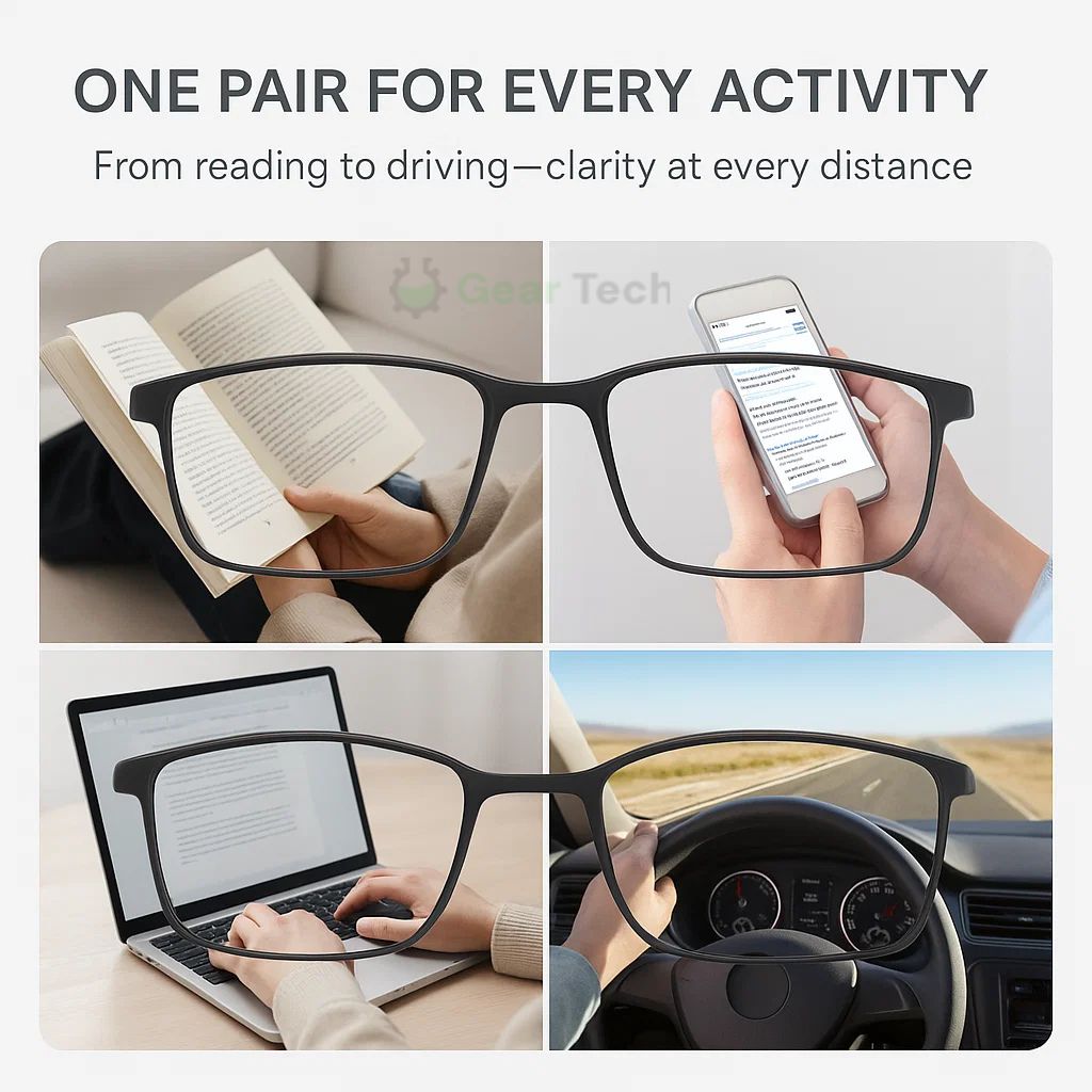 Unisex German Progressive Multifocal Glasses, sleek design with scratch-resistant lenses, perfect for varied visual tasks.