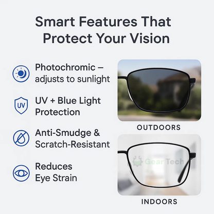 Unisex German Progressive Multifocal Glasses, sleek design with scratch-resistant lenses, perfect for varied visual tasks.