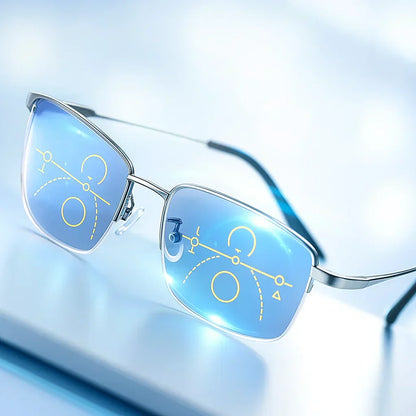 Unisex German Progressive Multifocal Glasses, sleek design with scratch-resistant lenses, perfect for varied visual tasks.
