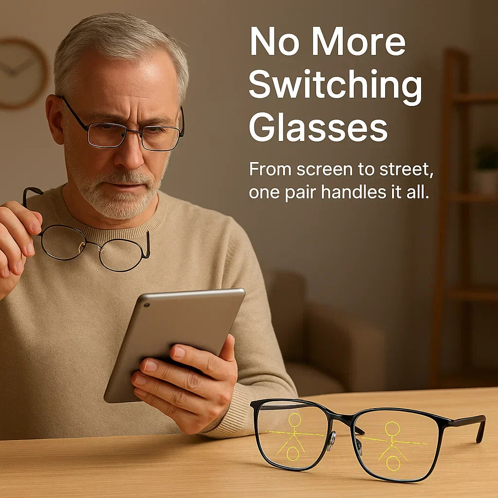 Unisex German Progressive Multifocal Glasses, sleek design with scratch-resistant lenses, perfect for varied visual tasks.