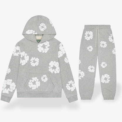 Casual Floral Print Hoodie and Sweatpants Set - Luxivelle