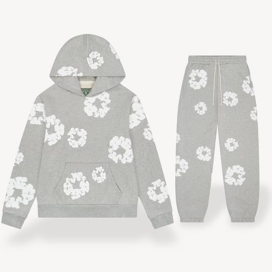 Casual Floral Print Hoodie and Sweatpants Set - Luxivelle