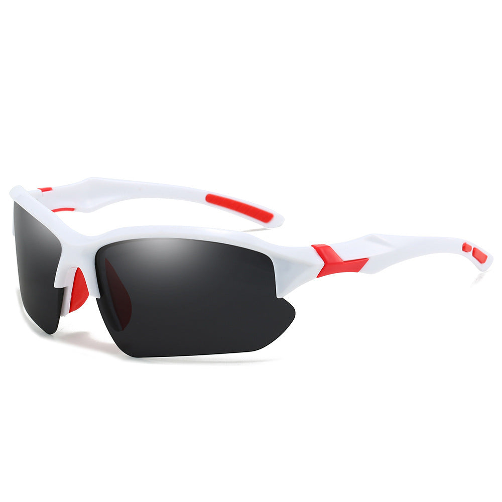 "Unisex polarized sports sunglasses with UV400 protection, lightweight frame, and anti-slip nose pads for outdoor activities.