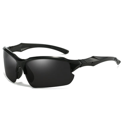 "Unisex polarized sports sunglasses with UV400 protection, lightweight frame, and anti-slip nose pads for outdoor activities.