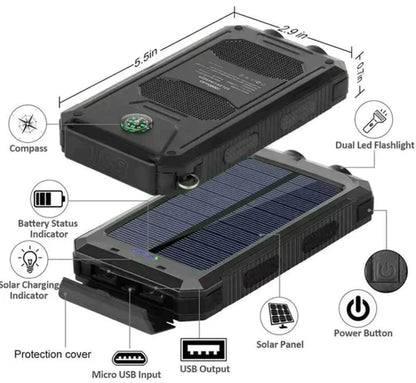 Waterproof Outdoor Solar Charger Power Bank - Luxivelle