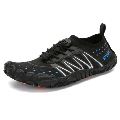 Unisex quick-drying barefoot water shoes with non-slip sole, breathable mesh, and elastic fit for optimal grip on wet surface