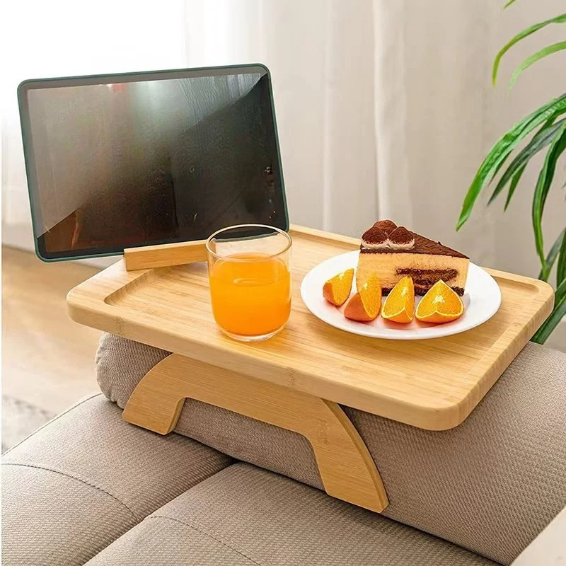 Sturdy Couch Arm Tray Table with Rubber Grip Clamp - Luxivelle