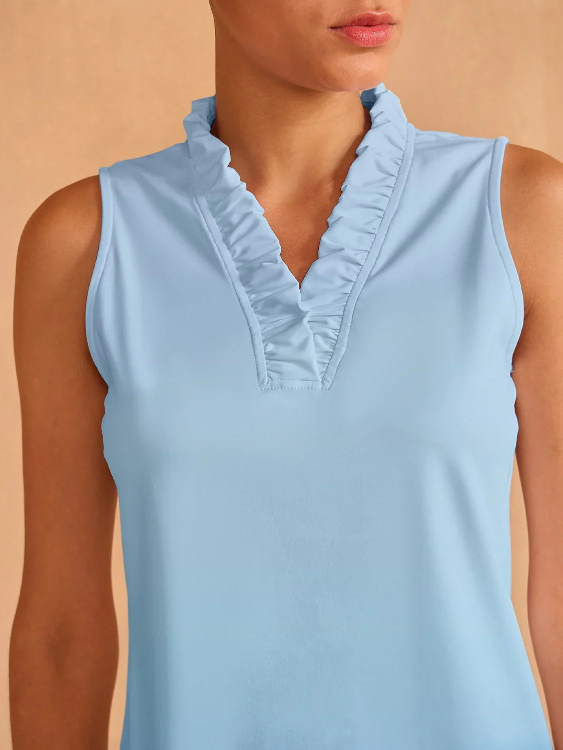 Colorful Ruffled V Neck Sun Protection Tank Top