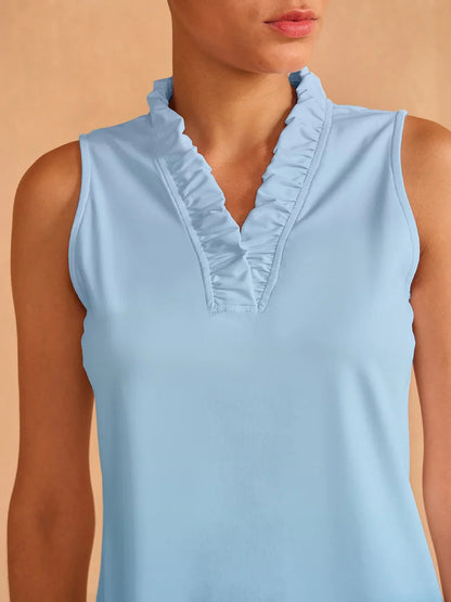 Colorful Ruffled V Neck Sun Protection Tank Top