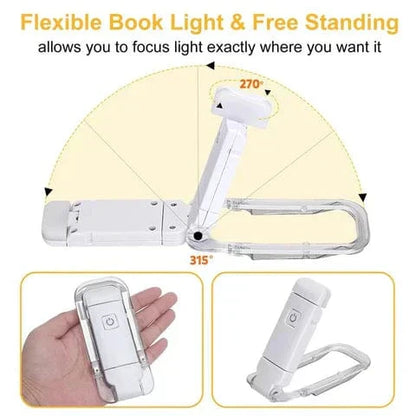 "USB Rechargeable Flex Reading Light with adjustable LED, lightweight design, and flexible positioning for comfortable readin