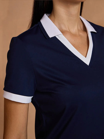 Classic Blue Striped Short Sleeve Polo Shirt