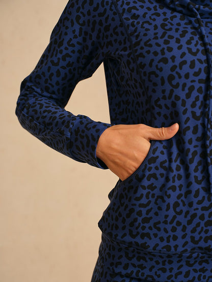 Classic Leopard Zip Golf Pullover Sweatshirt