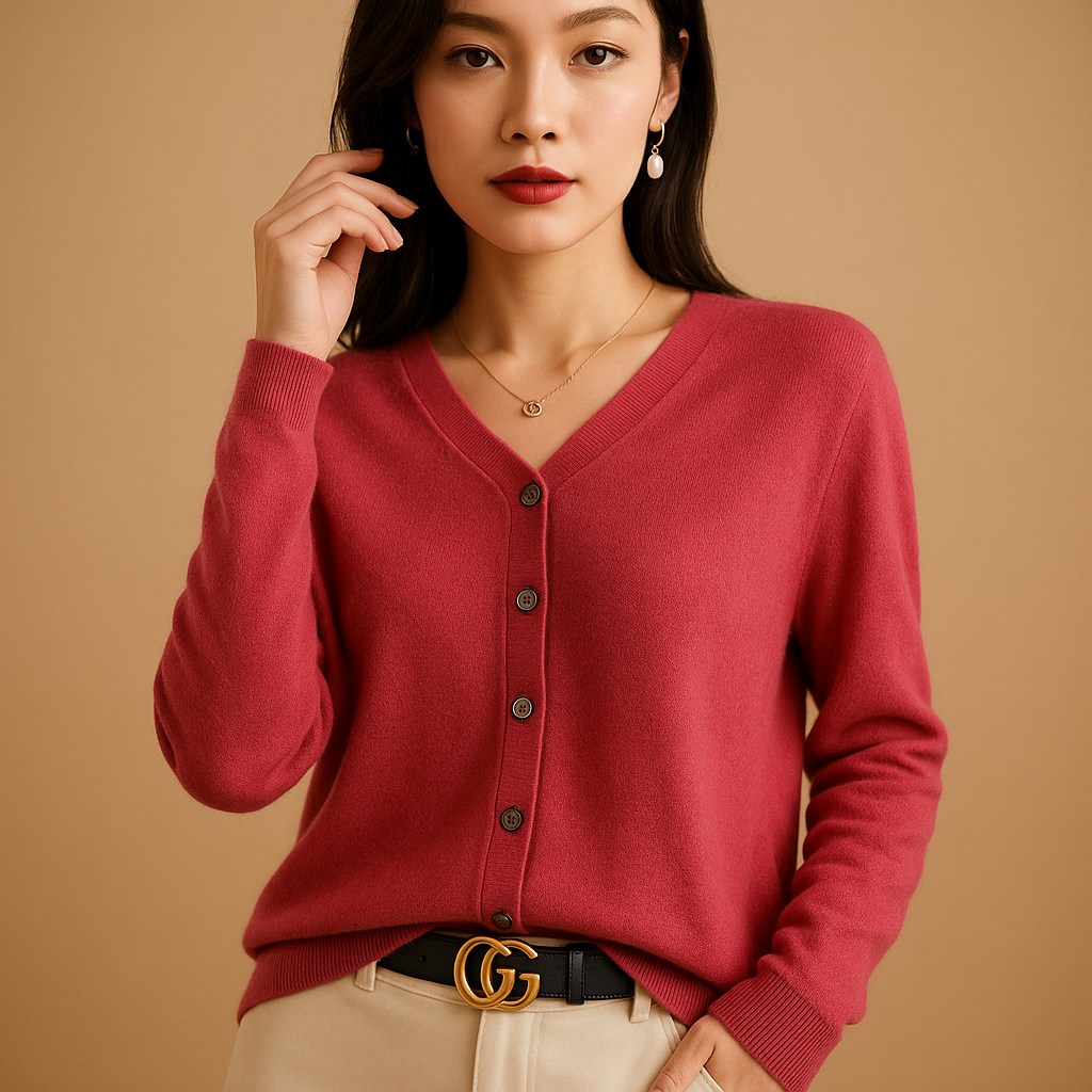 Women's Warm V-Neck Button Cardigan Sweater - Luxivelle