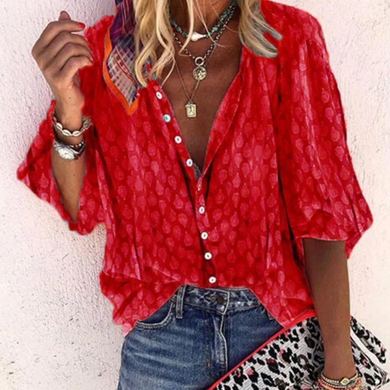 Fashionable Short Sleeve Women's Blouse - Luxivelle