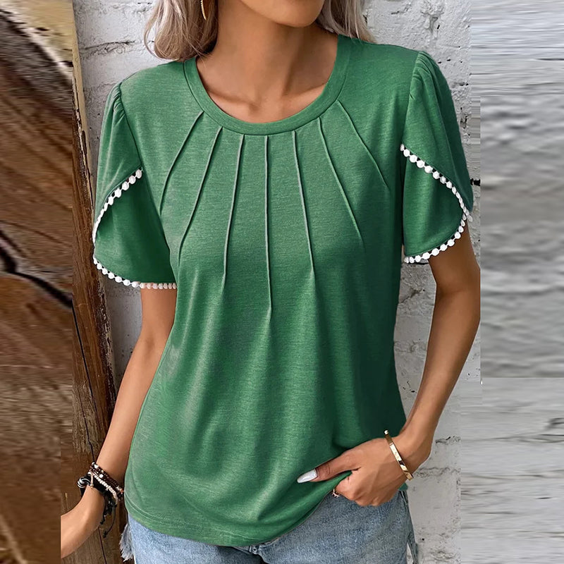 Ladies' Classic Floral Short-Sleeve Top - Luxivelle