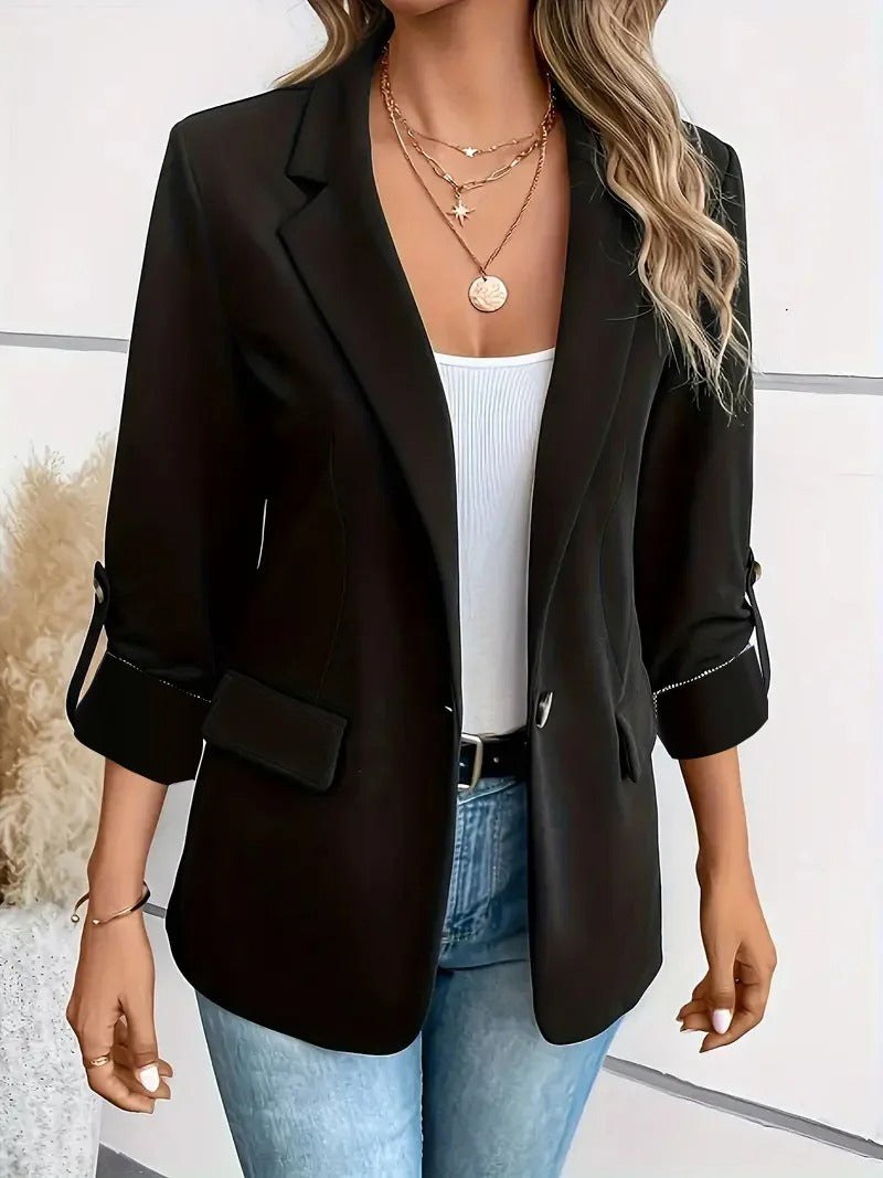 Classic Fit Women's Blazer with Lapel Collar