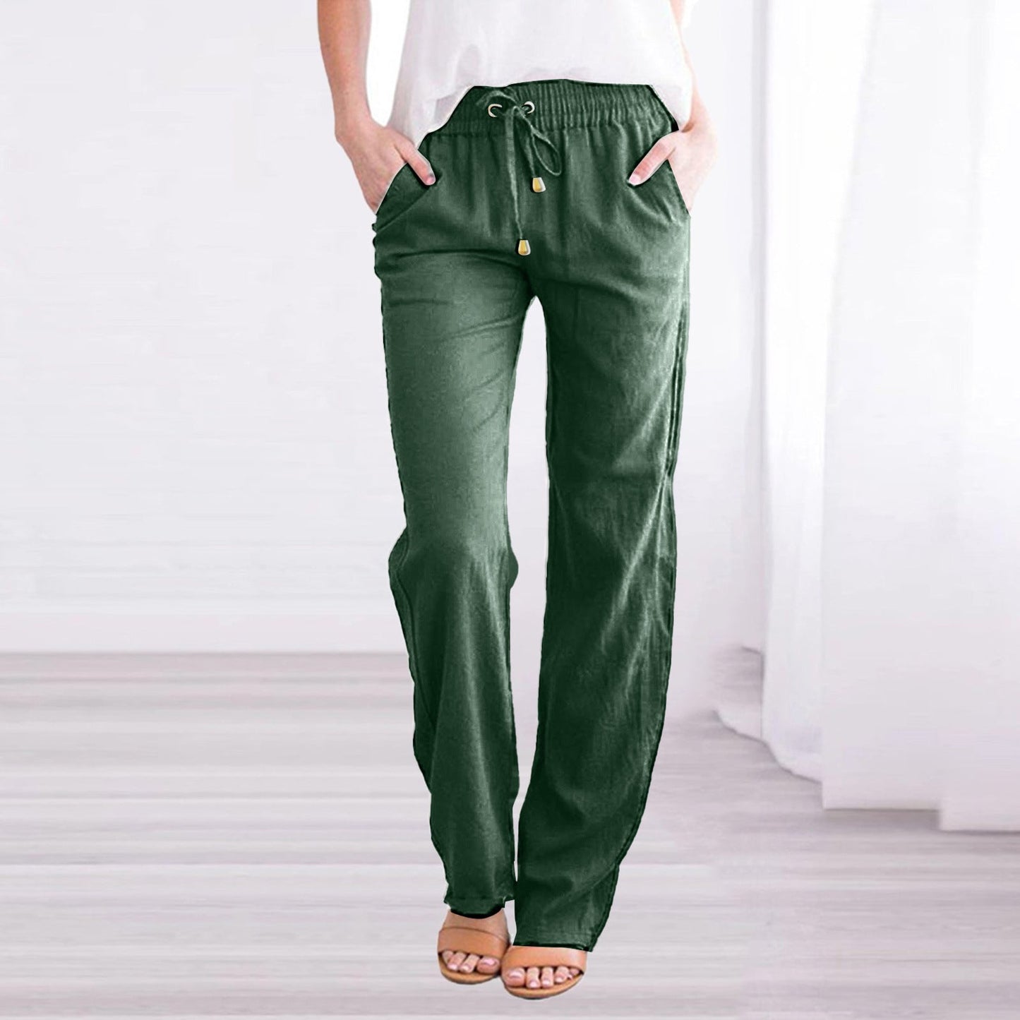 Casual Lightweight Mens Summer Pants Straight Leg Style