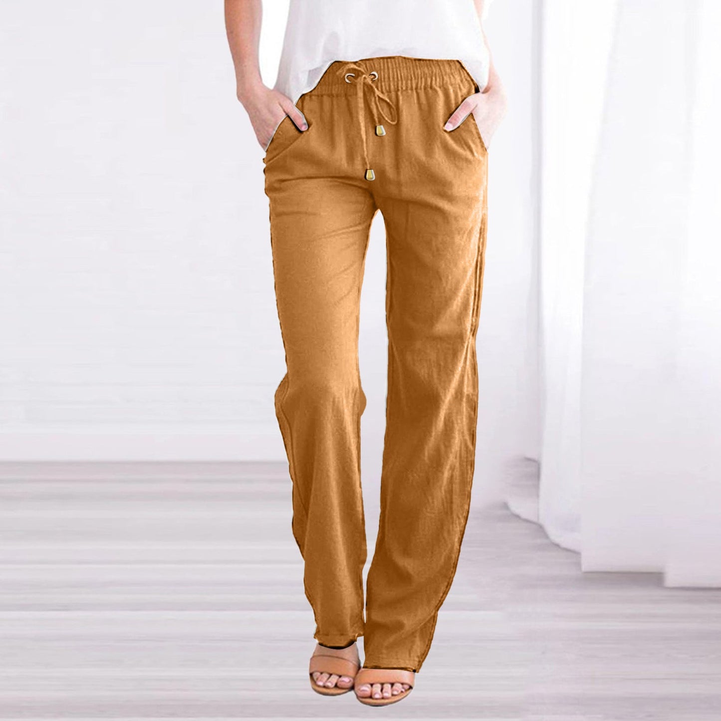 Casual Lightweight Mens Summer Pants Straight Leg Style