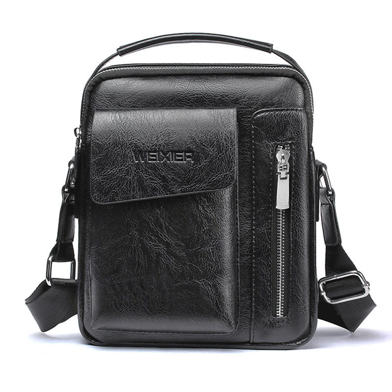 Stylish Mens Crossbody Bag - Faux Leather Satchel with Strap