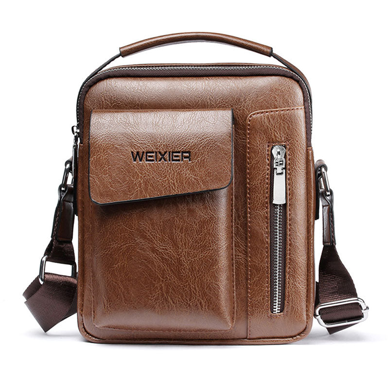 Stylish Mens Crossbody Bag - Faux Leather Satchel with Strap - Luxivelle