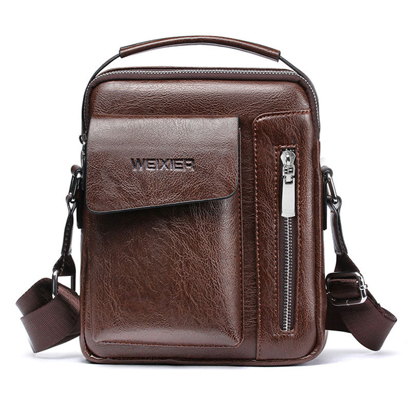 Stylish Mens Crossbody Bag - Faux Leather Satchel with Strap