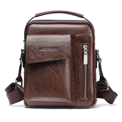 Stylish Mens Crossbody Bag - Faux Leather Satchel with Strap