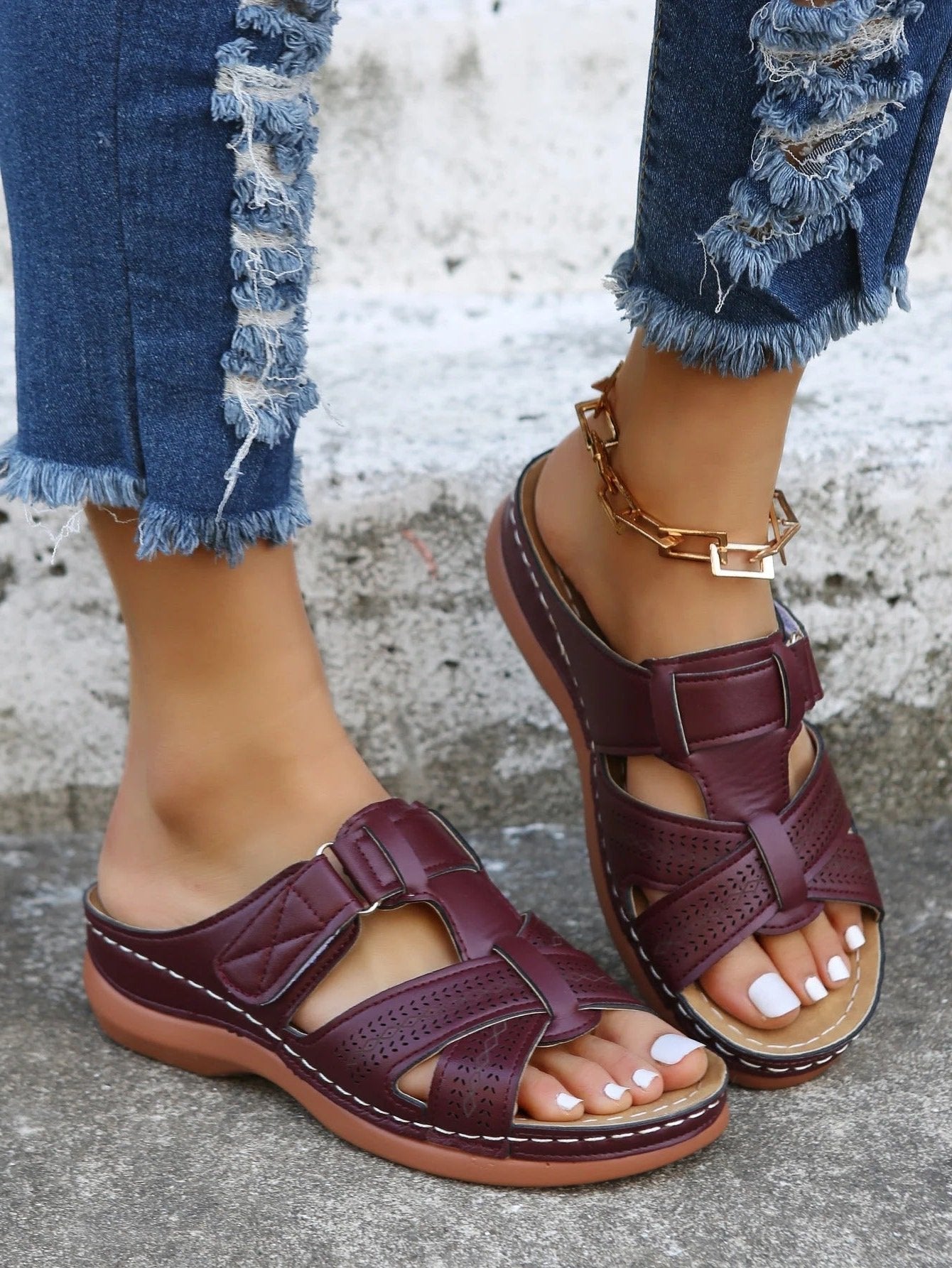Vintage Style Comfortable Wedge Sandals