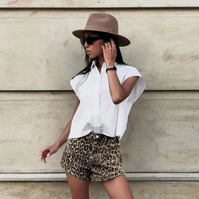 Comfy Leopard Shorts Women's Summer Casual Wear
